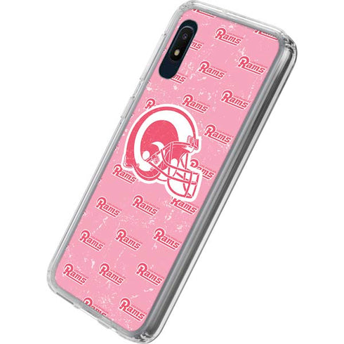 NFL Los Angeles Rams Pink Logo Blast Galaxy A10e Clear Case