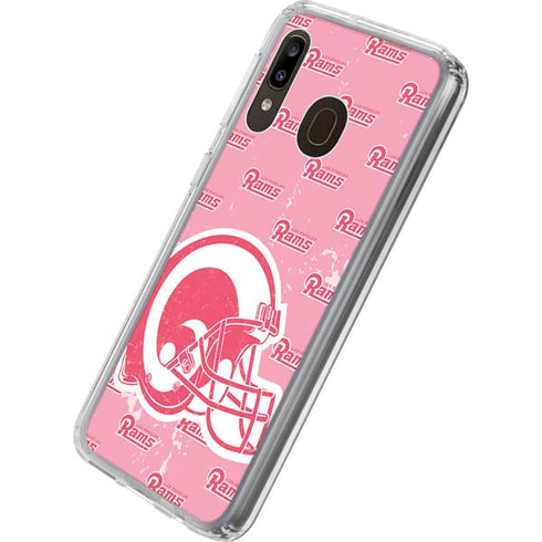 NFL Los Angeles Rams Pink Logo Blast Galaxy A20 Clear Case