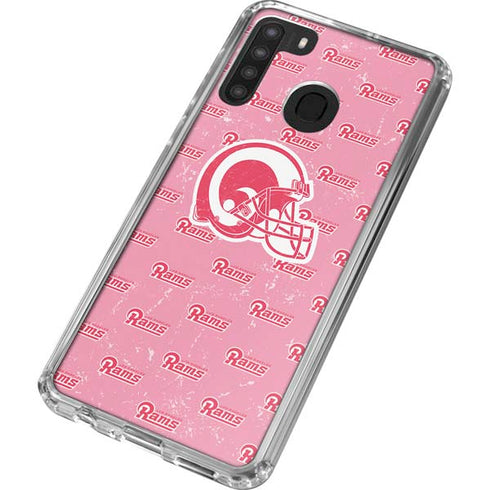 NFL Los Angeles Rams Pink Logo Blast Galaxy A21 Clear Case