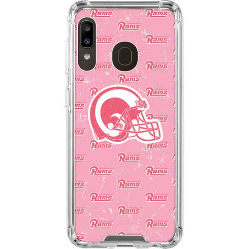 NFL Los Angeles Rams Pink Logo Blast Galaxy A30 Clear Case