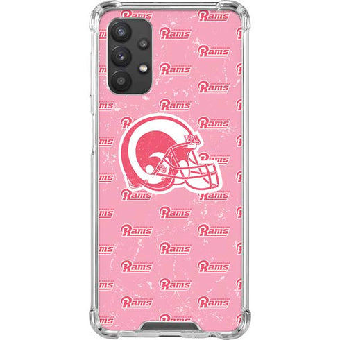 NFL Los Angeles Rams Pink Logo Blast Galaxy A32 5G Clear Case