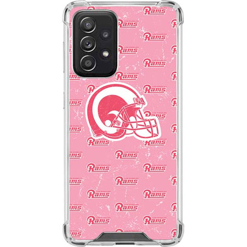 NFL Los Angeles Rams Pink Logo Blast Galaxy A52 5G Clear Case