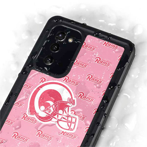 NFL Los Angeles Rams Pink Logo Blast Galaxy Note20 5G Waterproof Case