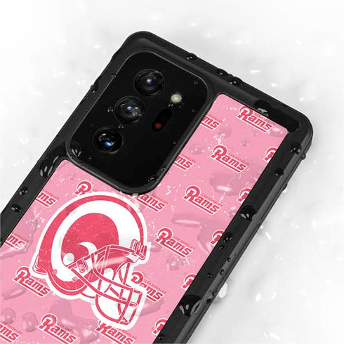 NFL Los Angeles Rams Pink Logo Blast Galaxy Note20 Ultra 5G Waterproof Case