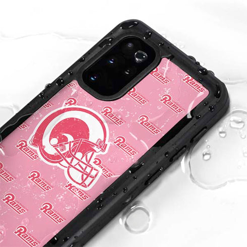 NFL Los Angeles Rams Pink Logo Blast Galaxy S20 Plus Waterproof Case