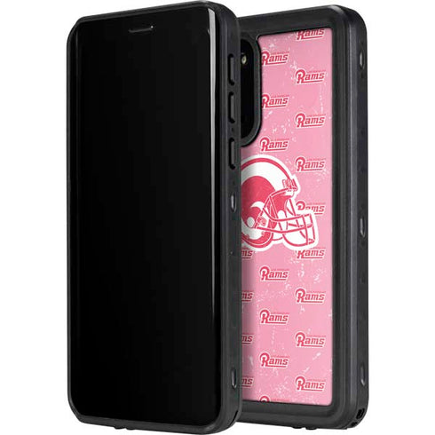 NFL Los Angeles Rams Pink Logo Blast Galaxy S20 Waterproof Case