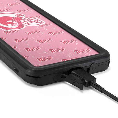 NFL Los Angeles Rams Pink Logo Blast Galaxy S20 Waterproof Case