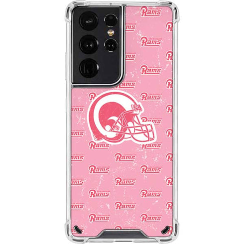 NFL Los Angeles Rams Pink Logo Blast Galaxy S21 Ultra 5G Clear Case