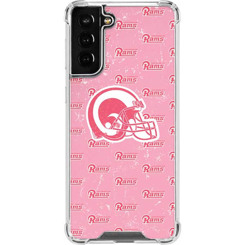 NFL Los Angeles Rams Pink Logo Blast Galaxy S22 Plus Clear Case