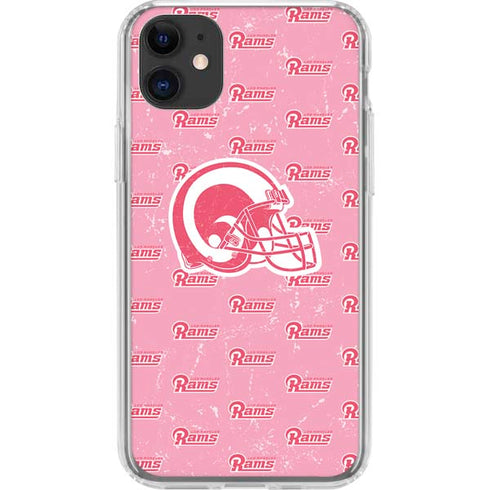 NFL Los Angeles Rams Pink Logo Blast iPhone 11 Clear Case