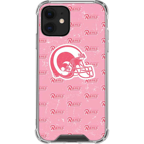 NFL Los Angeles Rams Pink Logo Blast iPhone 12 Clear Case