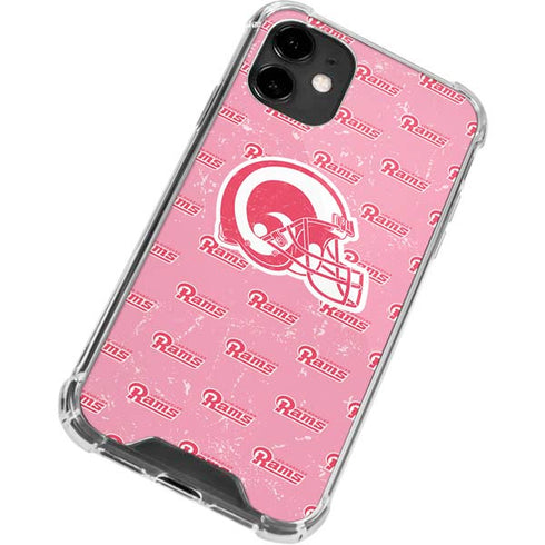 NFL Los Angeles Rams Pink Logo Blast iPhone 12 Clear Case