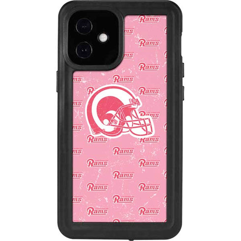 NFL Los Angeles Rams Pink Logo Blast iPhone 12 Mini Waterproof Case
