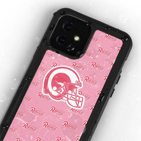 NFL Los Angeles Rams Pink Logo Blast iPhone 12 Waterproof Case