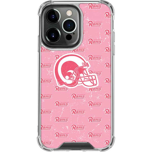 NFL Los Angeles Rams Pink Logo Blast iPhone 13 Pro Clear Case