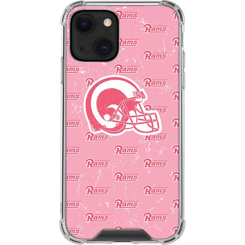 NFL Los Angeles Rams Pink Logo Blast iPhone 15 Plus Clear Case