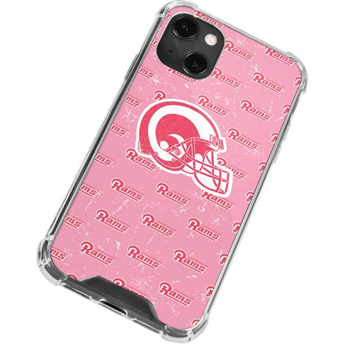 NFL Los Angeles Rams Pink Logo Blast iPhone 15 Plus Clear Case
