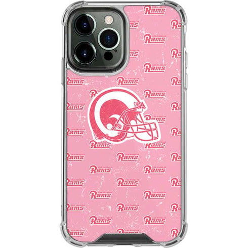 NFL Los Angeles Rams Pink Logo Blast iPhone 14 Pro Max Clear Case