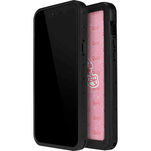NFL Los Angeles Rams Pink Logo Blast iPhone 14 Pro Max Waterproof Case