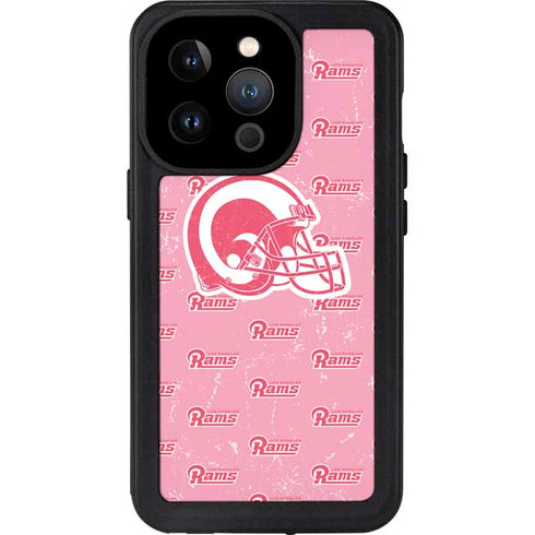 NFL Los Angeles Rams Pink Logo Blast iPhone 14 Pro Waterproof Case