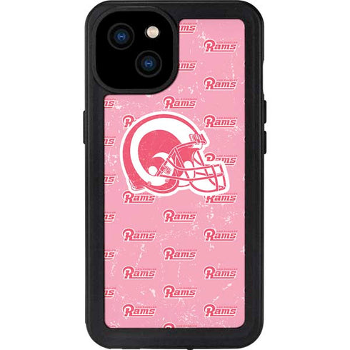 NFL Los Angeles Rams Pink Logo Blast iPhone 15 Plus Waterproof Case