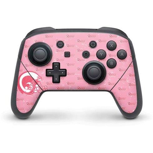 NFL Los Angeles Rams Pink Logo Blast Nintendo Switch Pro Controller Skin