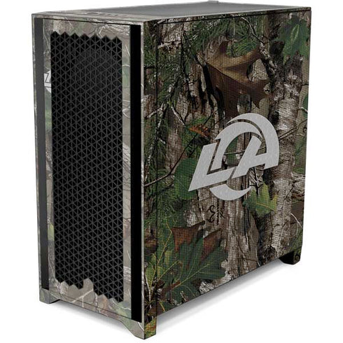 NFL Los Angeles Rams Realtree Xtra Green Camo Corsair 4000D Tempered Glass Mid-Tower ATX Case Skin