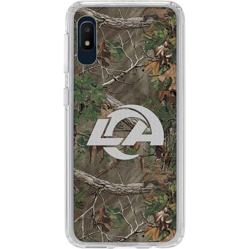NFL Los Angeles Rams Realtree Xtra Green Camo Galaxy A10e Clear Case