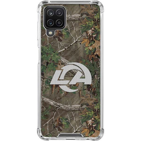 NFL Los Angeles Rams Realtree Xtra Green Camo Galaxy A12 Clear Case