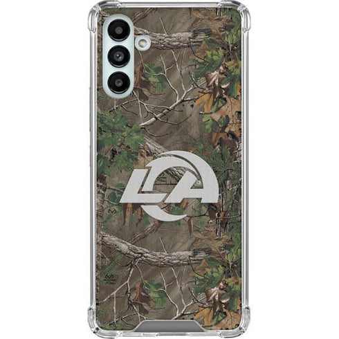 NFL Los Angeles Rams Realtree Xtra Green Camo Galaxy A13 5G Clear Case