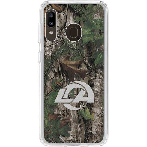 NFL Los Angeles Rams Realtree Xtra Green Camo Galaxy A20 Clear Case