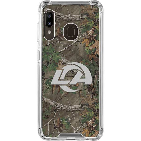 NFL Los Angeles Rams Realtree Xtra Green Camo Galaxy A30 Clear Case