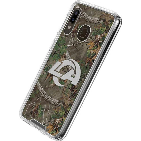 NFL Los Angeles Rams Realtree Xtra Green Camo Galaxy A30 Clear Case