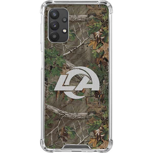 NFL Los Angeles Rams Realtree Xtra Green Camo Galaxy A32 5G Clear Case