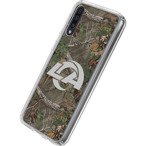 NFL Los Angeles Rams Realtree Xtra Green Camo Galaxy A50 Clear Case