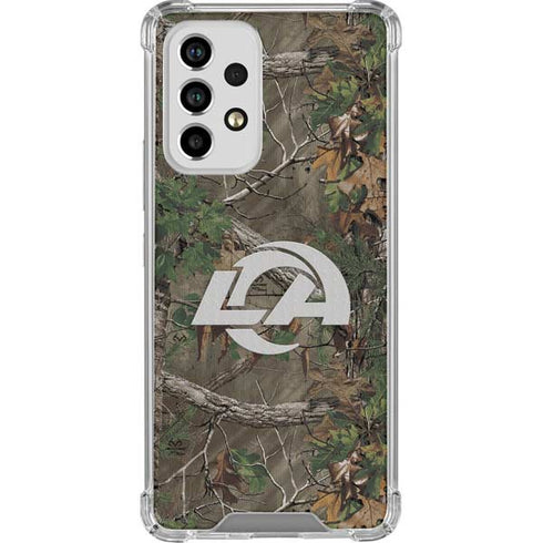 NFL Los Angeles Rams Realtree Xtra Green Camo Galaxy A53 5G Clear Case