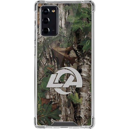 NFL Los Angeles Rams Realtree Xtra Green Camo Galaxy Note20 5G Clear Case