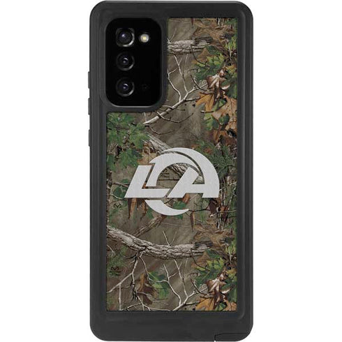 NFL Los Angeles Rams Realtree Xtra Green Camo Galaxy Note20 5G Waterproof Case