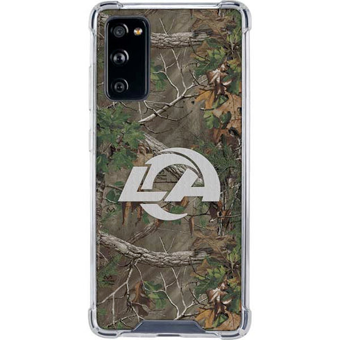 NFL Los Angeles Rams Realtree Xtra Green Camo Galaxy S20 FE Clear Case