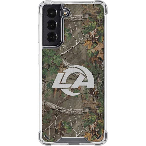 NFL Los Angeles Rams Realtree Xtra Green Camo Galaxy S21 5G Clear Case