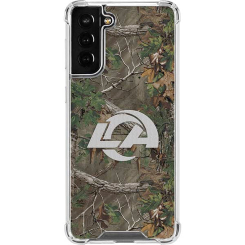 NFL Los Angeles Rams Realtree Xtra Green Camo Galaxy S21 FE Clear Case