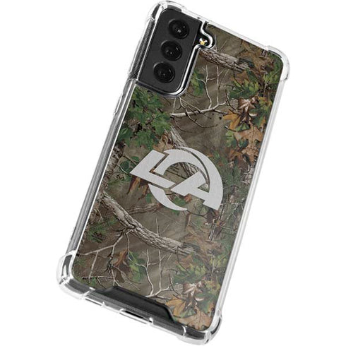 NFL Los Angeles Rams Realtree Xtra Green Camo Galaxy S21 FE Clear Case