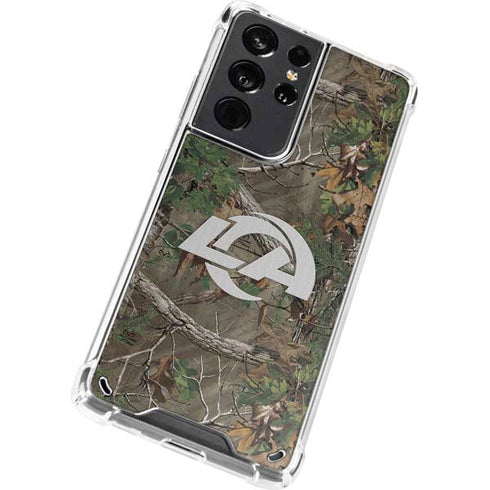 NFL Los Angeles Rams Realtree Xtra Green Camo Galaxy S21 Ultra 5G Clear Case