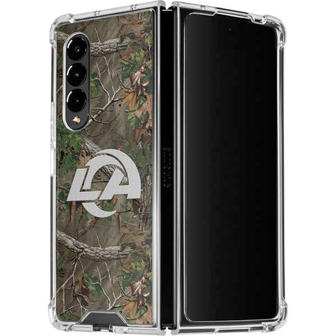 NFL Los Angeles Rams Realtree Xtra Green Camo Galaxy Z Fold4 5G Clear Case