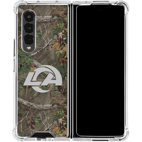 NFL Los Angeles Rams Realtree Xtra Green Camo Galaxy Z Fold4 5G Clear Case