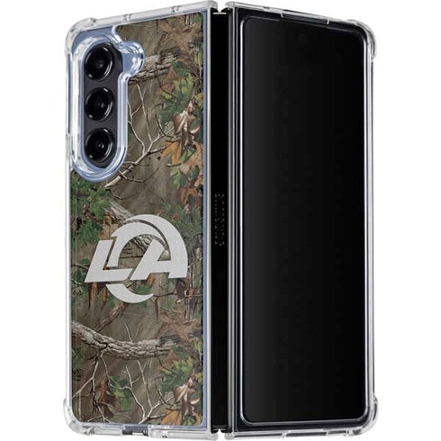 NFL Los Angeles Rams Realtree Xtra Green Camo Galaxy Z Fold5 5G Clear Case