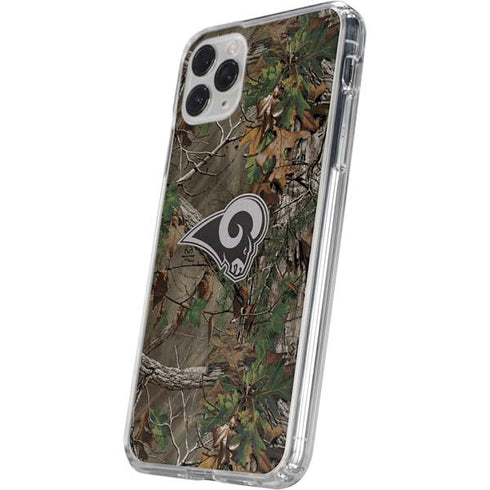 NFL Los Angeles Rams Realtree Xtra Green Camo iPhone 11 Pro Clear Case