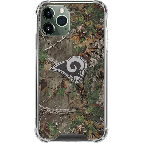 NFL Los Angeles Rams Realtree Xtra Green Camo iPhone 11 Pro Max Clear Case