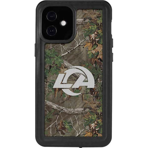 NFL Los Angeles Rams Realtree Xtra Green Camo iPhone 12 Mini Waterproof Case