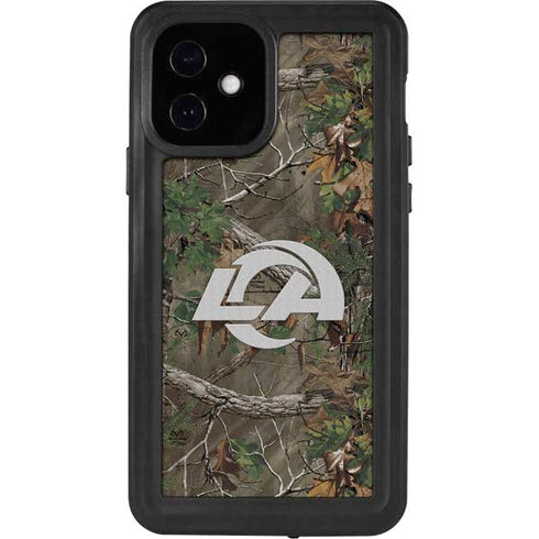 NFL Los Angeles Rams Realtree Xtra Green Camo iPhone 12 Waterproof Case